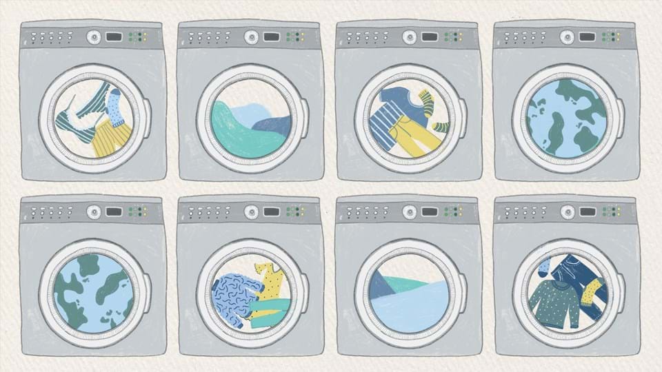 process of washing clothes