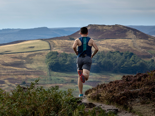 Person running in fields