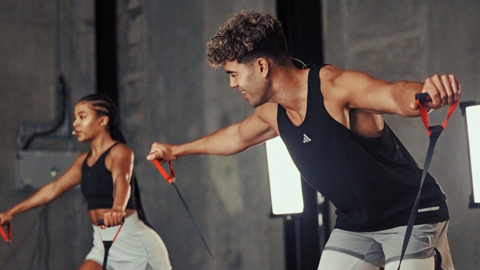 Resistance band exercises during LES MILLS FUNCTIONAL STRENGTH