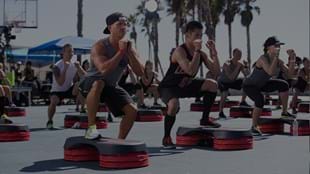 Crowds gathered to watch participants sweat it out in a LES MILLS GRIT™ Plyo workout