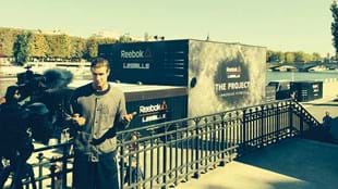 Les Mills Jnr talking to media outside the 'The Project' in Paris