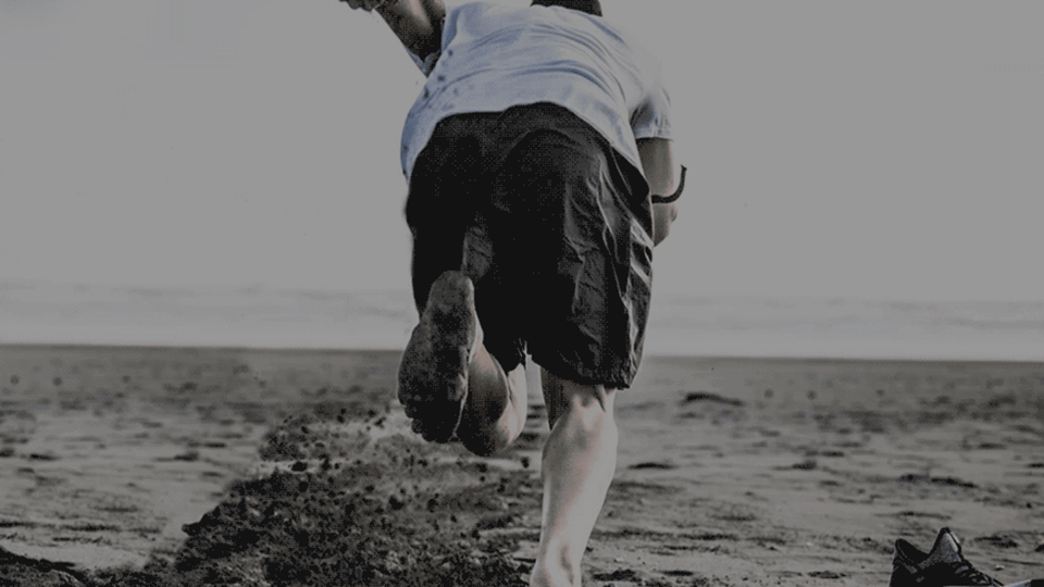 running barefoot on sand